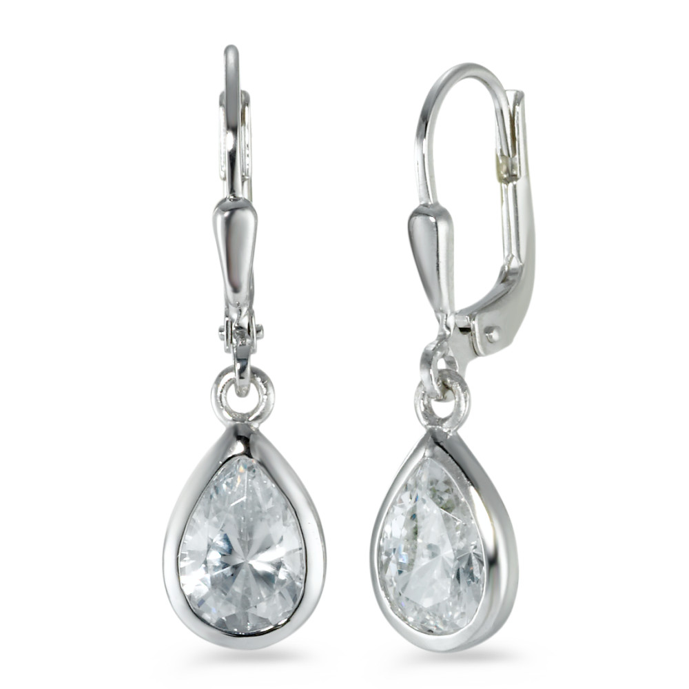 Pendant d'oreilles Argent Zircone blanc, 2 Pierres Rhodié-551278