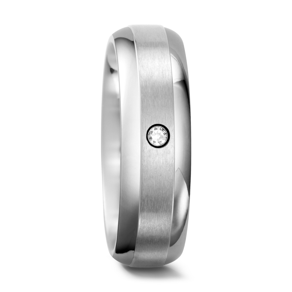 Bague Titane Zircone blanc, rond-551896