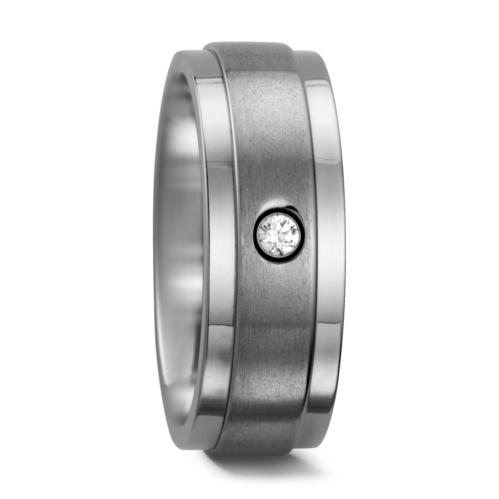 Bague Titane Zircone blanc, rond-551899