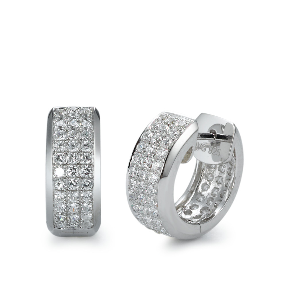 Créoles à charnières Argent Zircone blanc Rhodié-552843