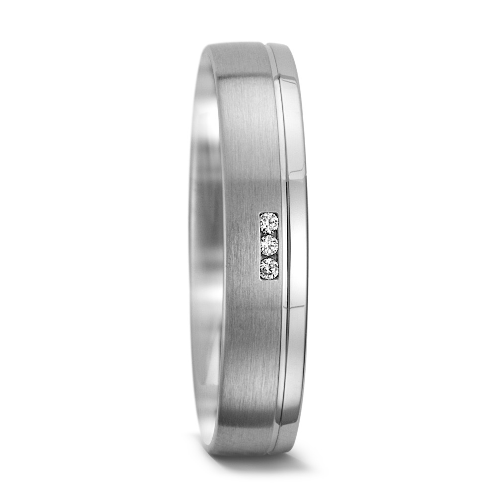 Alliance Or blanc 18K Diamant 0.015 ct, 3 Pierres, w-si-553999