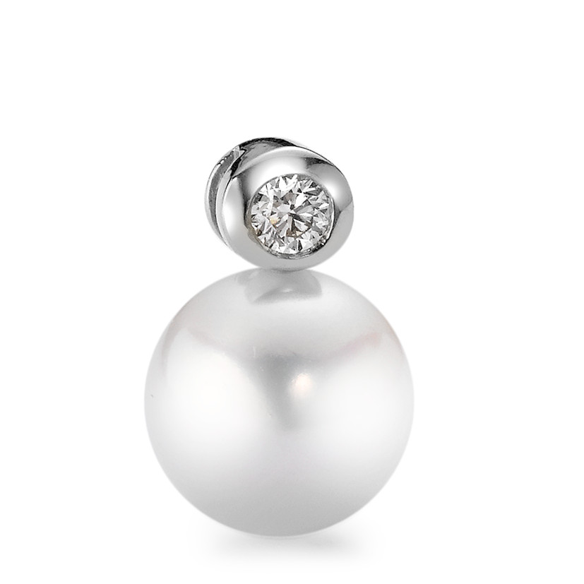 Pendentif Or blanc 18K Diamant 0.10 ct, w-si perle d'eau douce blanc 10-11 mm-554565
