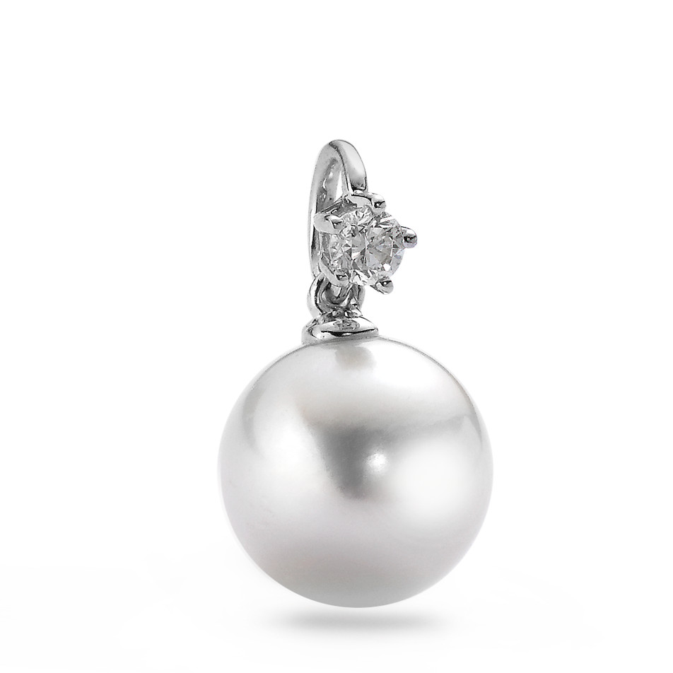 Pendentif Or blanc 18K Diamant 0.10 ct, w-si perle d'eau douce 10-11 mm-554593