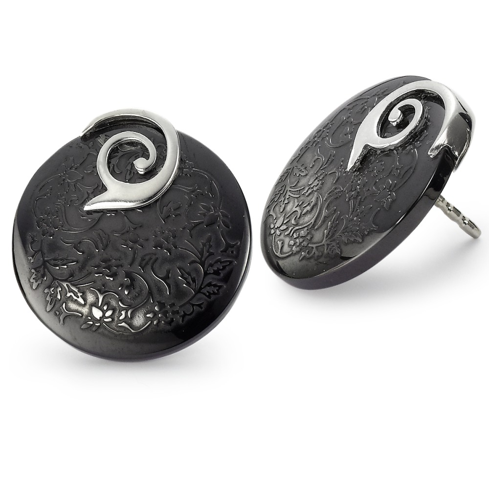 Clous d'oreilles Or blanc 14K, Céramique Ø17 mm-555267