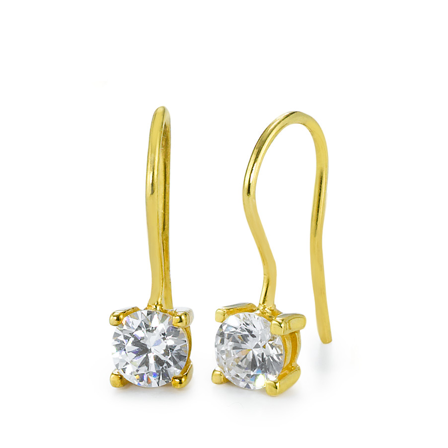 Ohrhänger 375/9 K Gelbgold Zirkonia weiss, 2 Steine-555778