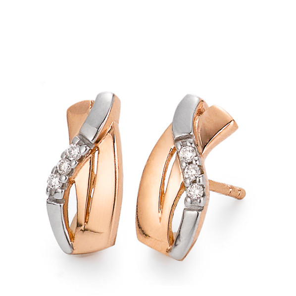 Clous d'oreilles Or rouge 18K Diamant blanc, 0.04 ct, 6 Pierres, w-si-555992