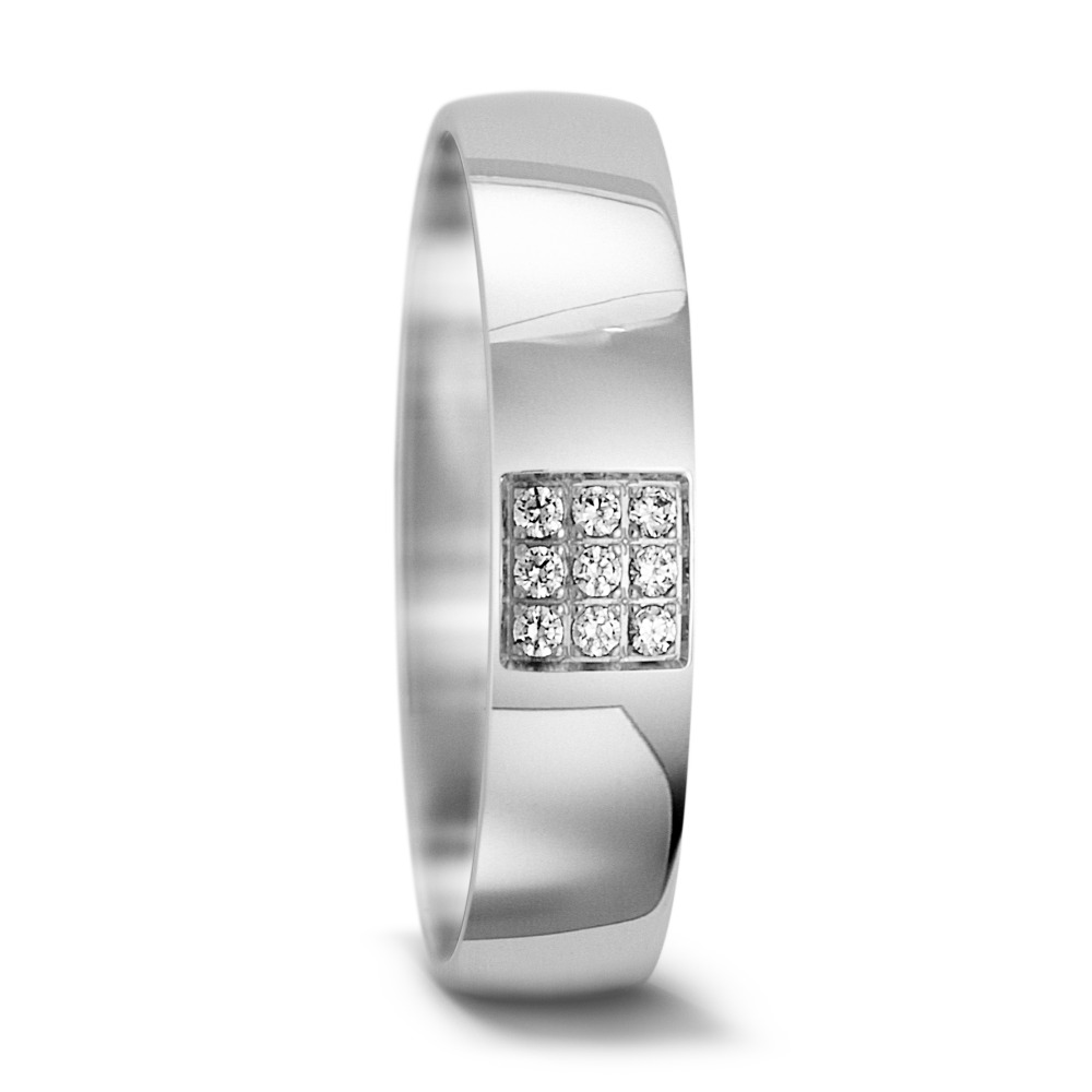 Alliance Or blanc 18K Diamant 0.045 ct, 9 Pierres, tw-si-556474