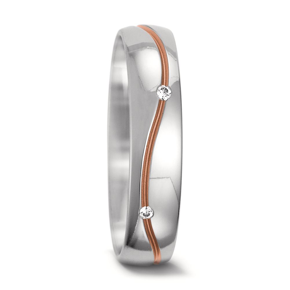 Partnerring 750/18 K Weissgold, 750/18 K Rotgold Diamant 0.06 ct, 6 Steine, tw-vsi-556606