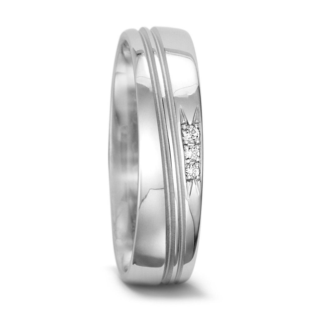 Alliance Or blanc 18K Diamant 0.023 ct, 3 Pierres, tw-vsi-556644