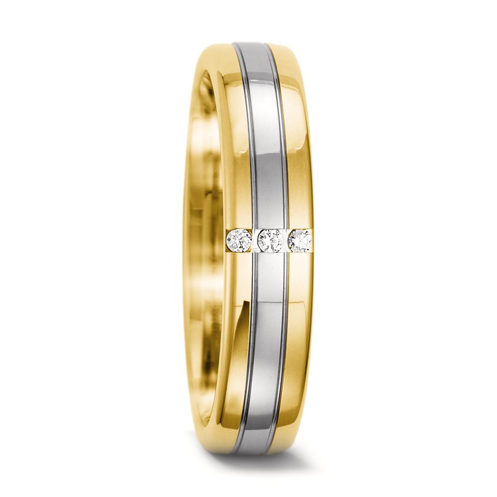 Alliance Or jaune 18K, Or blanc 18K Diamant 0.03 ct, 3 Pierres, tw-vsi-556666