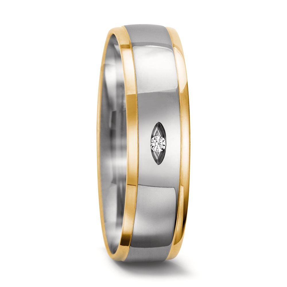 Partnerring 750/18 K Weissgold, 750/18 K Gelbgold Diamant 0.015 ct, tw-vsi-556730