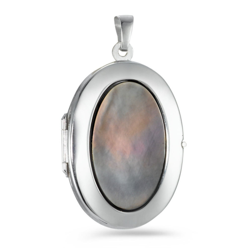 Médaillon Or blanc 18K nacre gris-556999