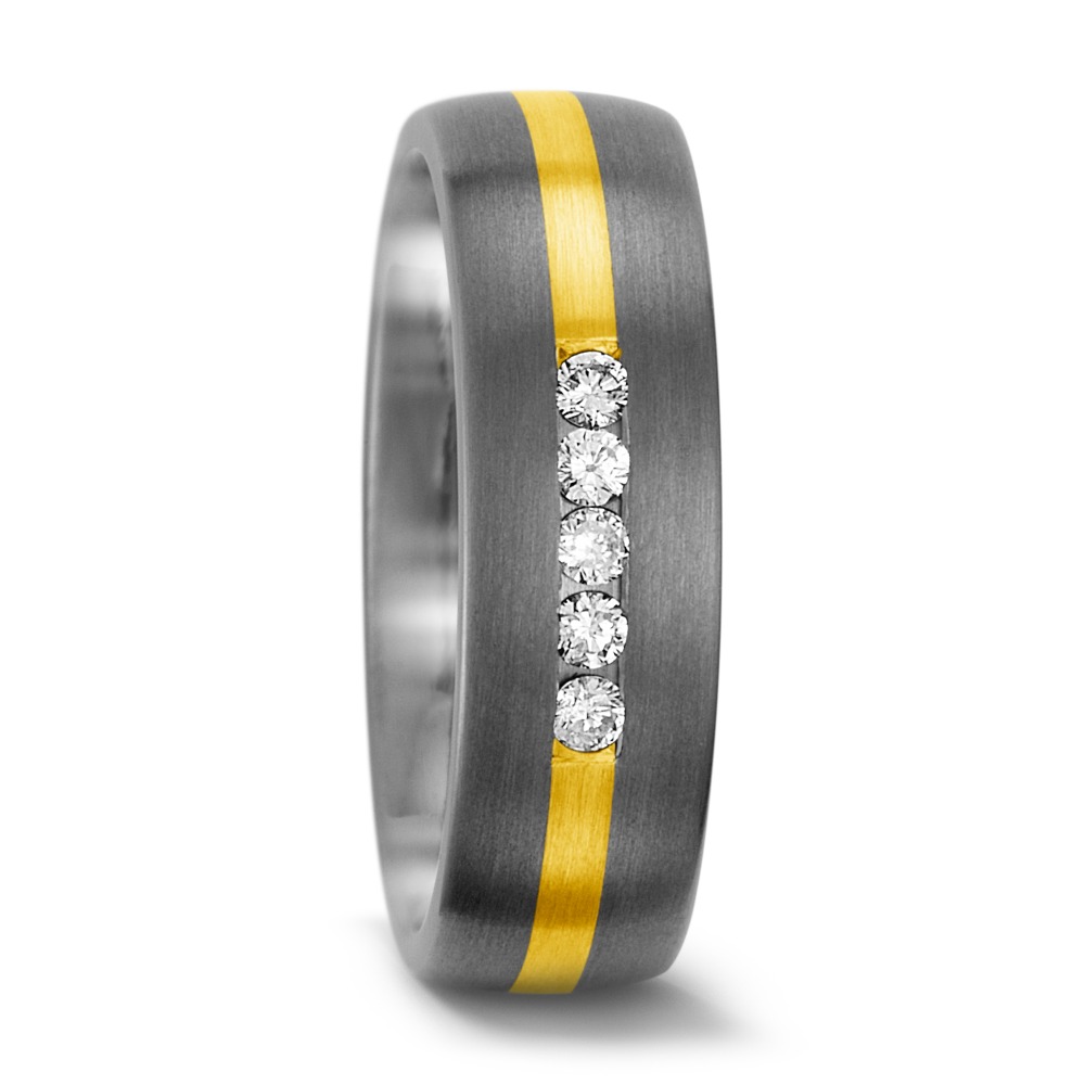 Bague Titane, Or jaune 14K Diamant 0.15 ct, 5 Pierres, w-si-557170