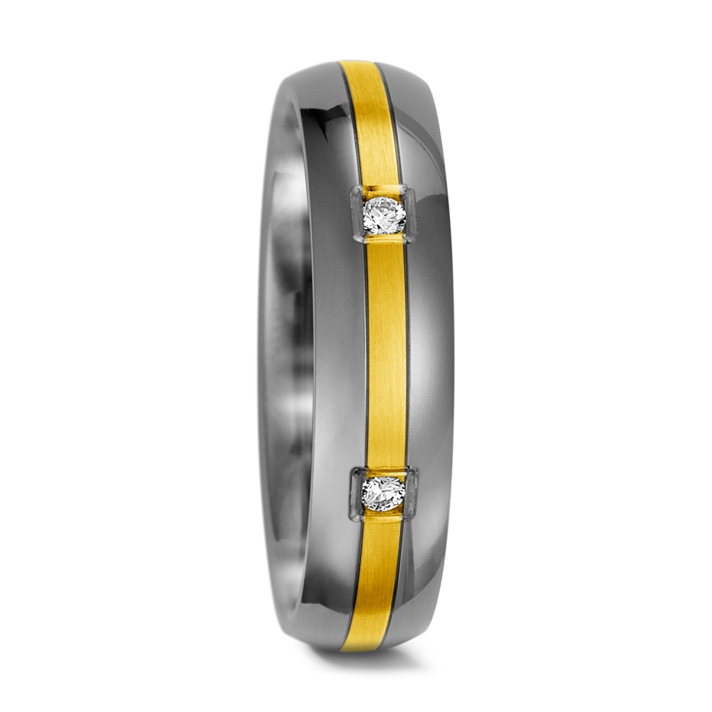 Bague Titane, Or jaune 14K Diamant 0.015 ct, 6 Pierres, w-si-557172