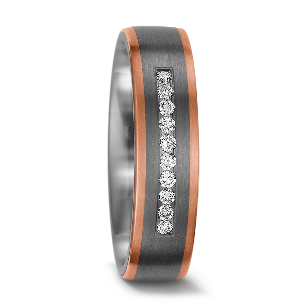 Bague Titane, Or rouge 14K Diamant 0.15 ct, 10 Pierres, w-si-557174