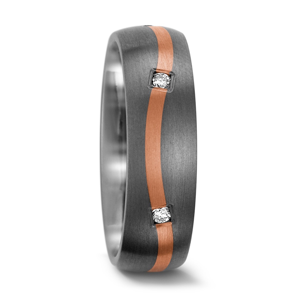 Bague Titane, Or rouge 14K Diamant 0.025 ct, 6 Pierres, w-si-557176