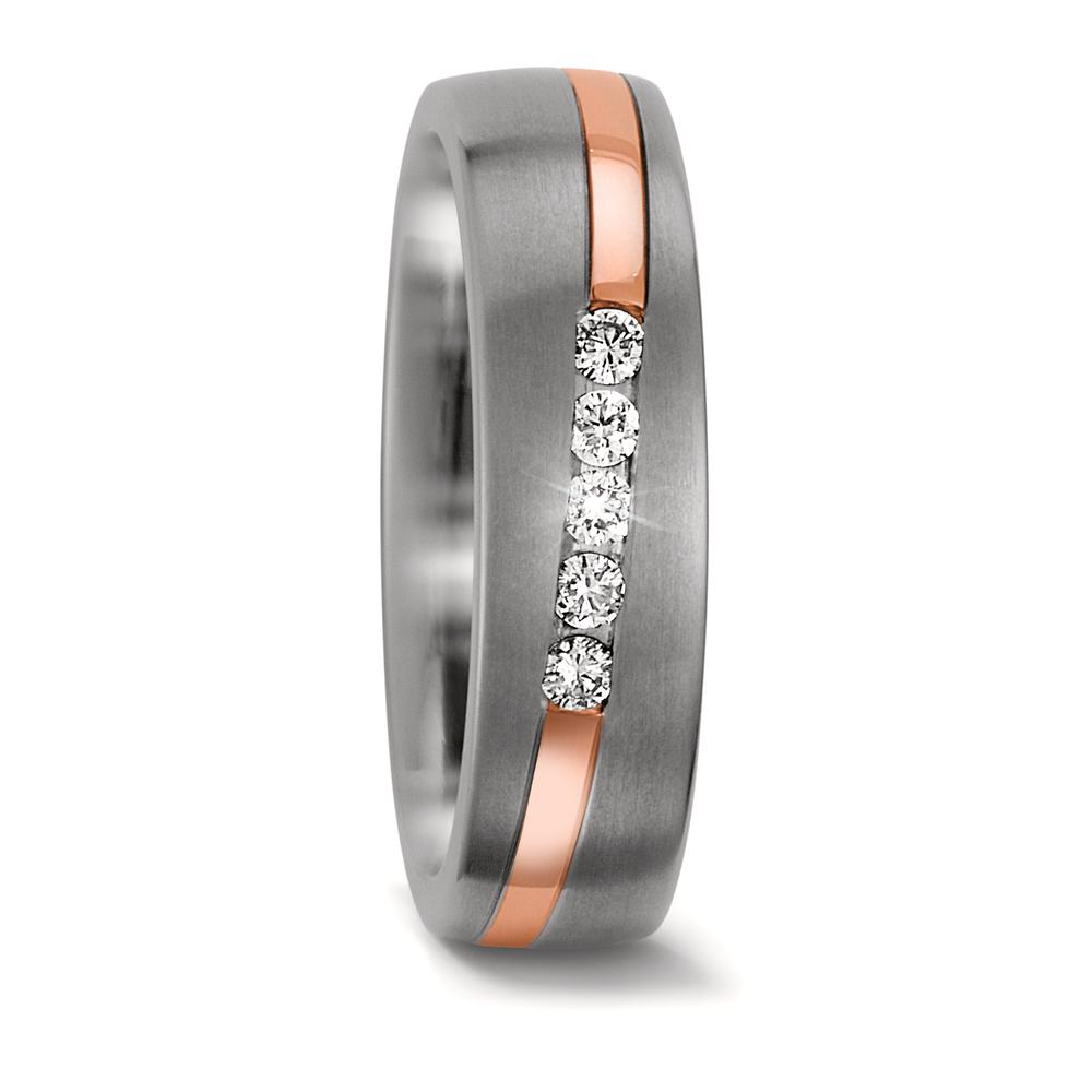 Alliance Titane, Or rouge 14K Diamant 0.15 ct, 5 Pierres, w-si-557178