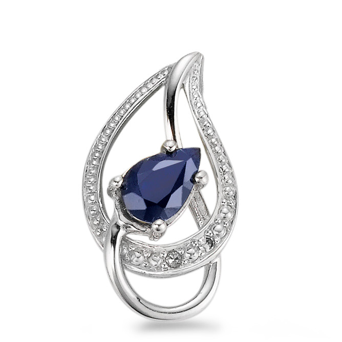 Pendentif Or blanc 18K Diamant bleu, 0.01 ct, 2 Pierres, facetté, p1-557992
