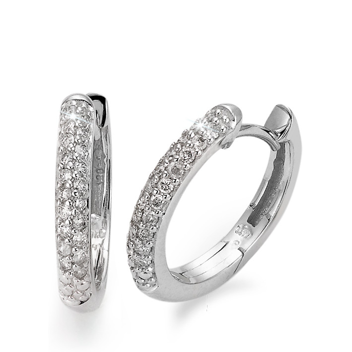 Créoles à charnières Or blanc 18K Diamant blanc, 0.20 ct, 40 Pierres, brillant, p1-558005