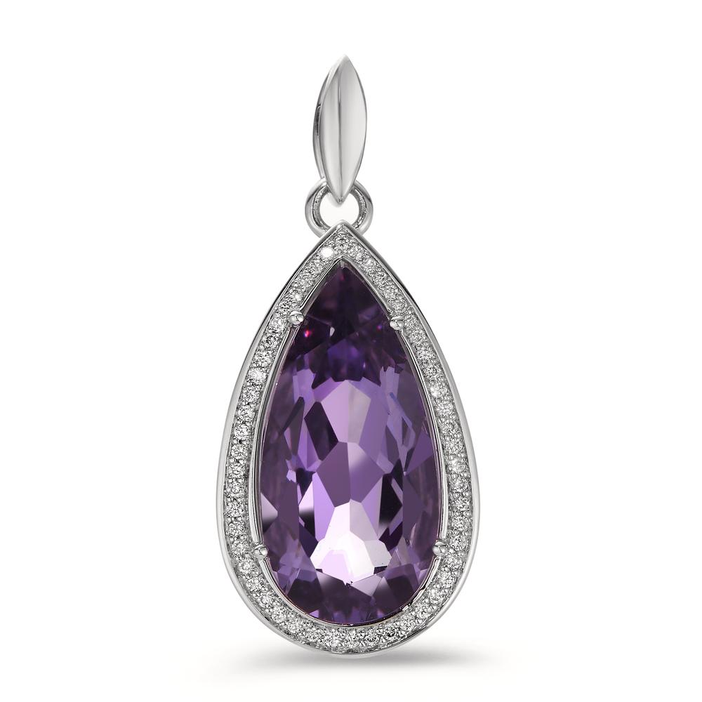Pendentif Or blanc 18K Améthyste violet, 52 Pierres, brillant, tw-vsi-558015