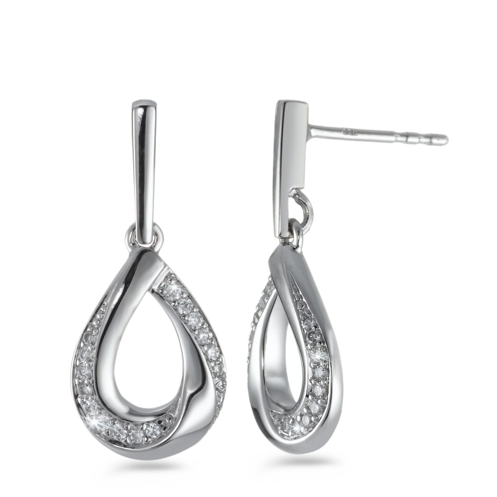 Pendant d'oreilles Or blanc 18K Diamant blanc, 0.16 ct, 34 Pierres, brillant, w-si-558051