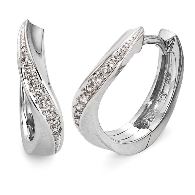 Créoles à charnières Or blanc 18K Diamant blanc, 0.08 ct, 16 Pierres, brillant, w-si-558060