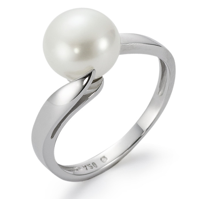 Bague Or blanc 18K perle d'eau douce-558061
