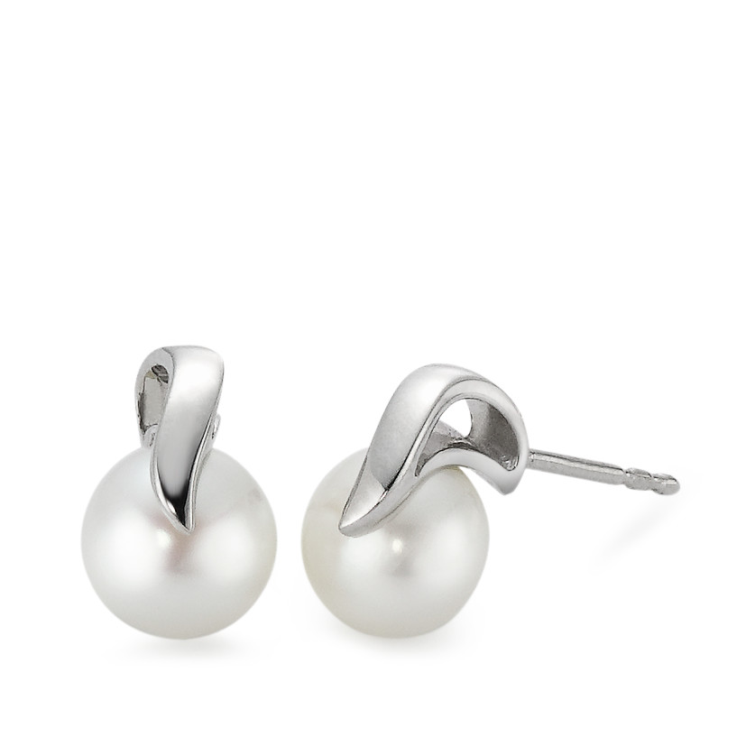 Clous d'oreilles Or blanc 18K perle d'eau douce-558063