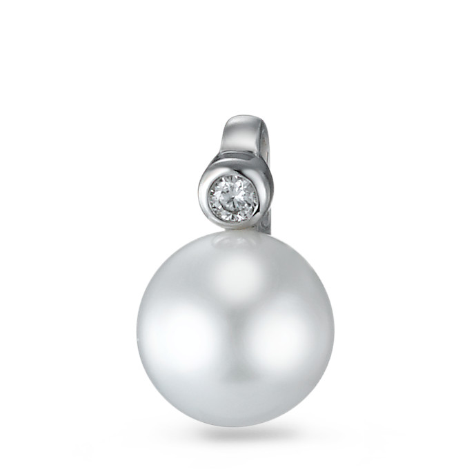 Pendentif Or blanc 18K Diamant blanc, 0.03 ct, brillant, w-si perle d'eau douce, 7.5 mm-558116