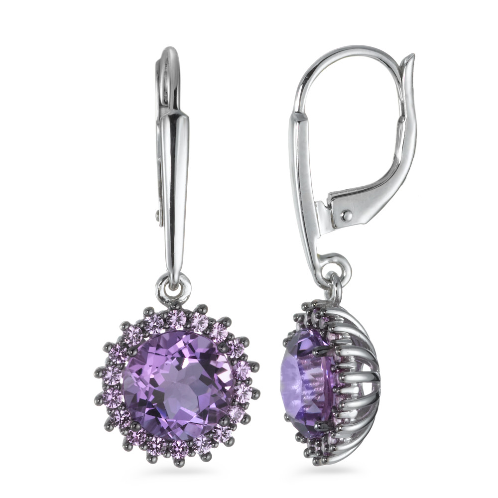 Pendant d'oreilles Or blanc 18K Améthyste violet, 38 Pierres-558154
