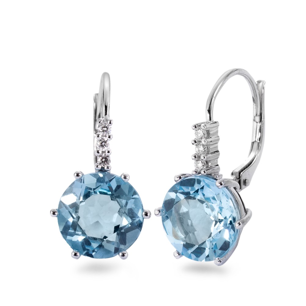 Pendant d'oreilles Or blanc 18K Topaze bleu, 0.09 ct, 6 Pierres, brillant, w-si-558157