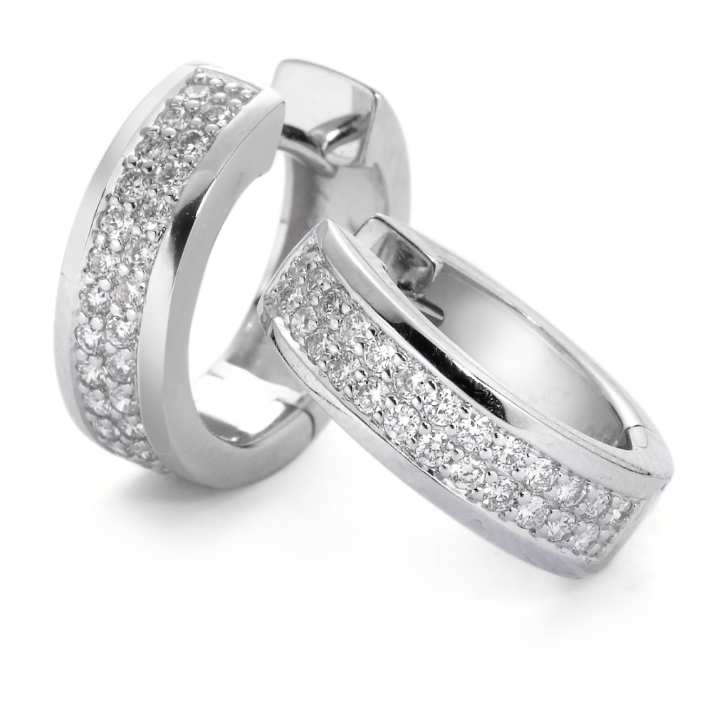 Créoles à charnières Or blanc 18K Diamant blanc, 0.50 ct, 50 Pierres, brillant, w-si-558166