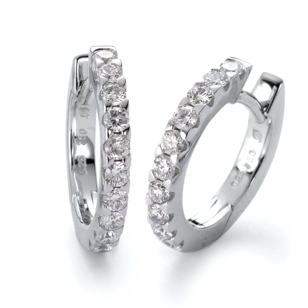 Créoles à charnières Or blanc 18K Diamant blanc, 0.50 ct, 20 Pierres, brillant, w-si-558167