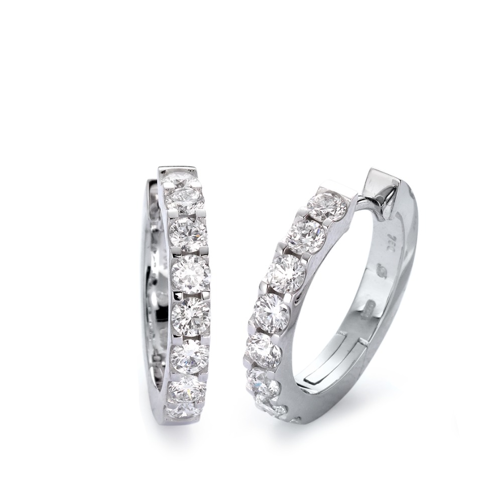 Créoles à charnières Or blanc 18K Diamant blanc, 1 ct, 16 Pierres, brillant, w-si-558171