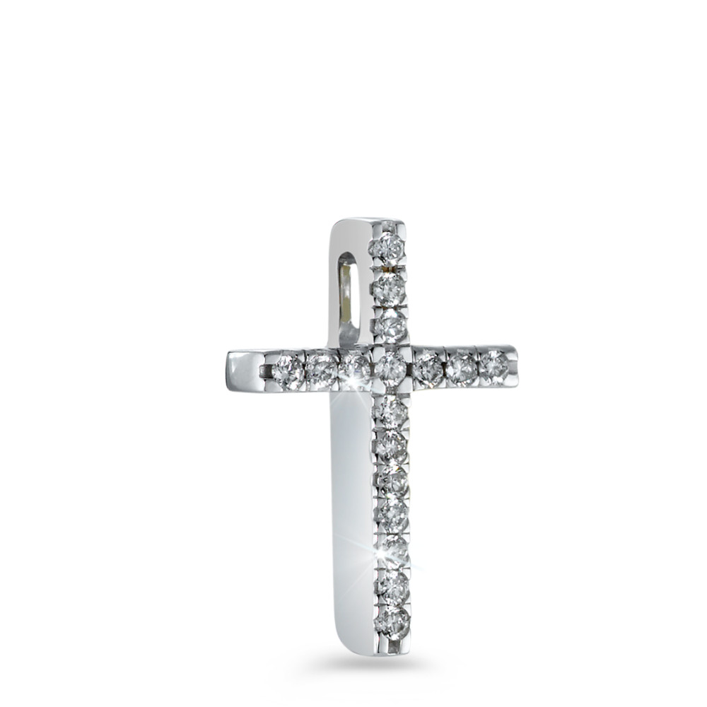 Pendentif Or blanc 18K Diamant blanc, 0.10 ct, 17 Pierres, brillant, w-si Croix-558176