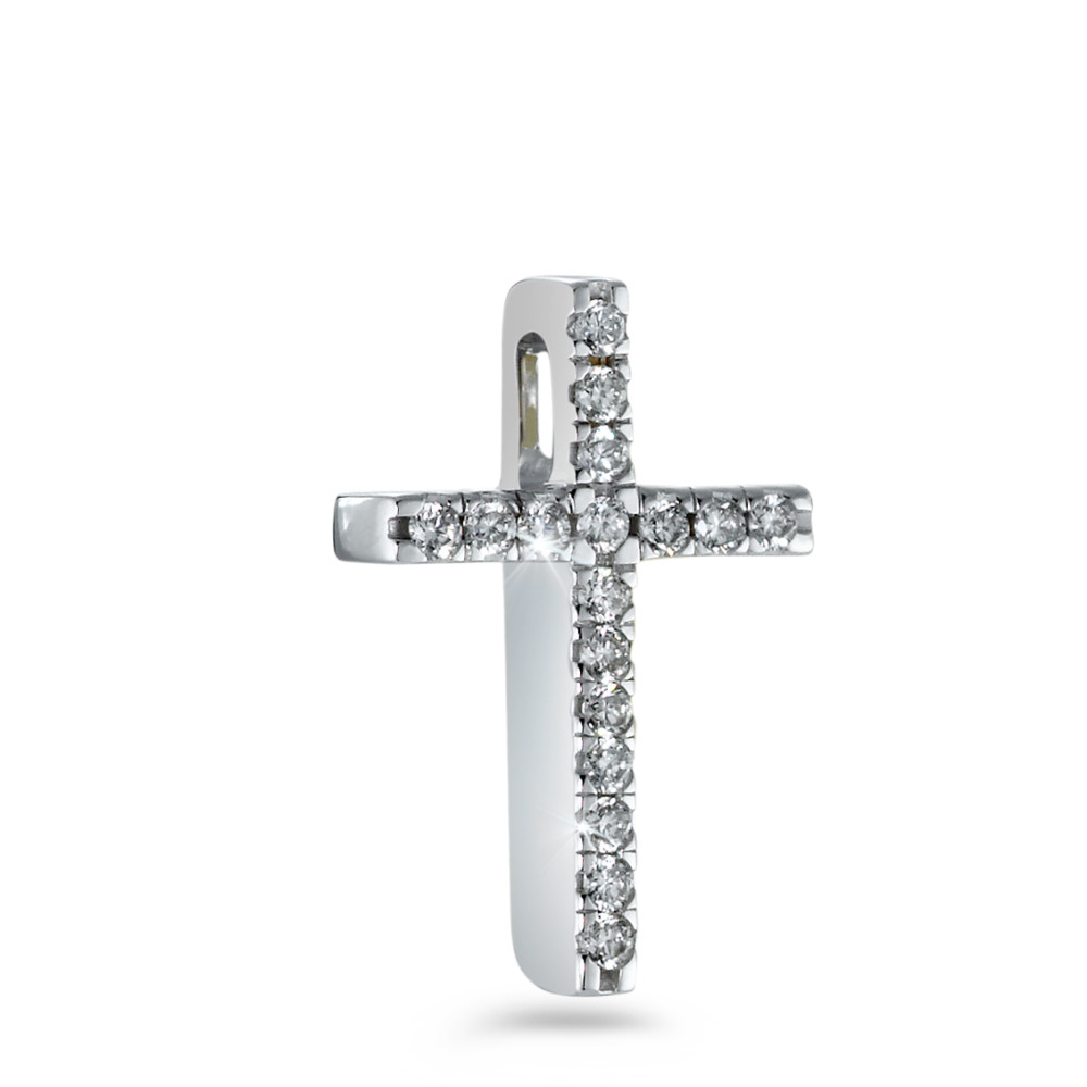 Pendentif Or blanc 18K Diamant blanc, 0.15 ct, 17 Pierres, brillant, w-si Croix-558177