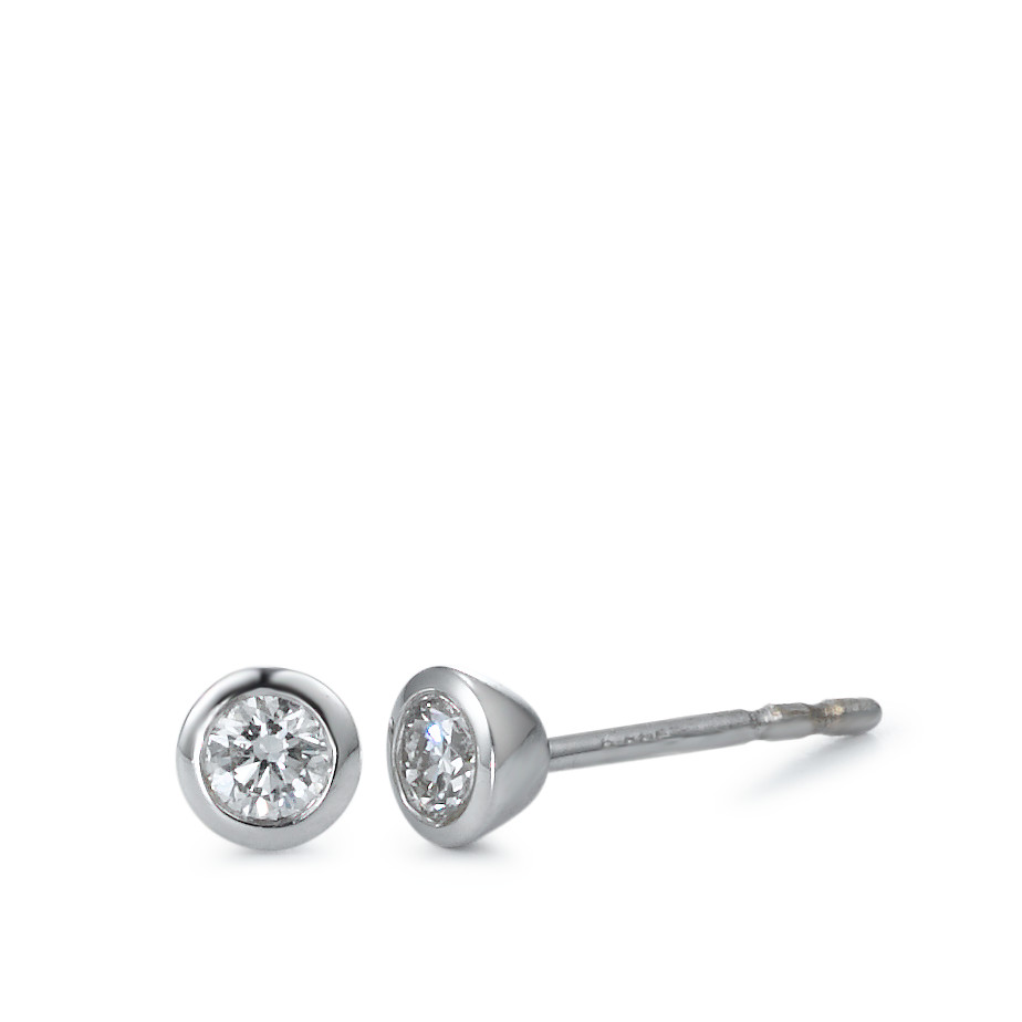 Clous d'oreilles Or blanc 18K Diamant blanc, 0.15 ct, 2 Pierres, brillant, w-si Ø4 mm-558257