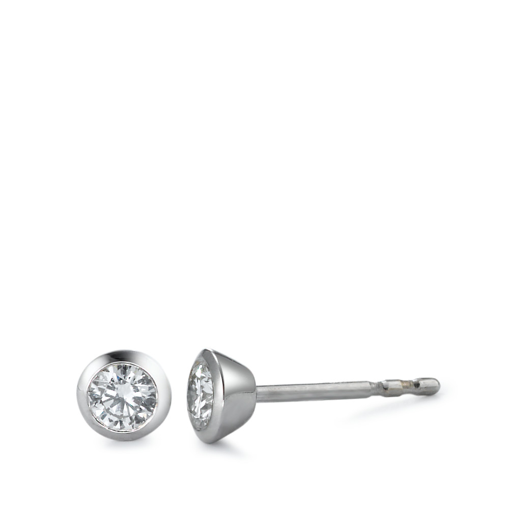 Clous d'oreilles Or blanc 18K Diamant blanc, 0.25 ct, 2 Pierres, brillant, w-si Ø4.5 mm-558259