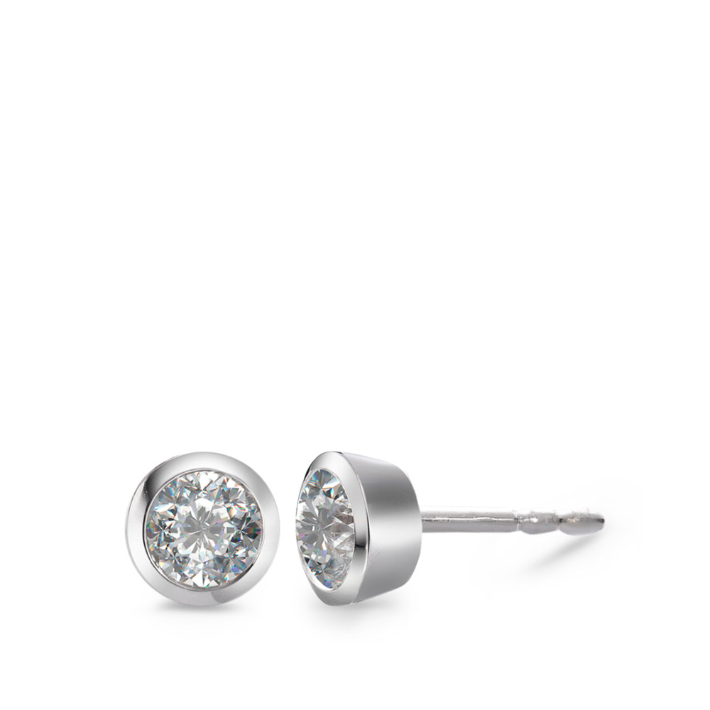 Clous d'oreilles Or blanc 18K Diamant blanc, 0.05 ct, 2 Pierres, brillant, w-si Ø3.5 mm-558282