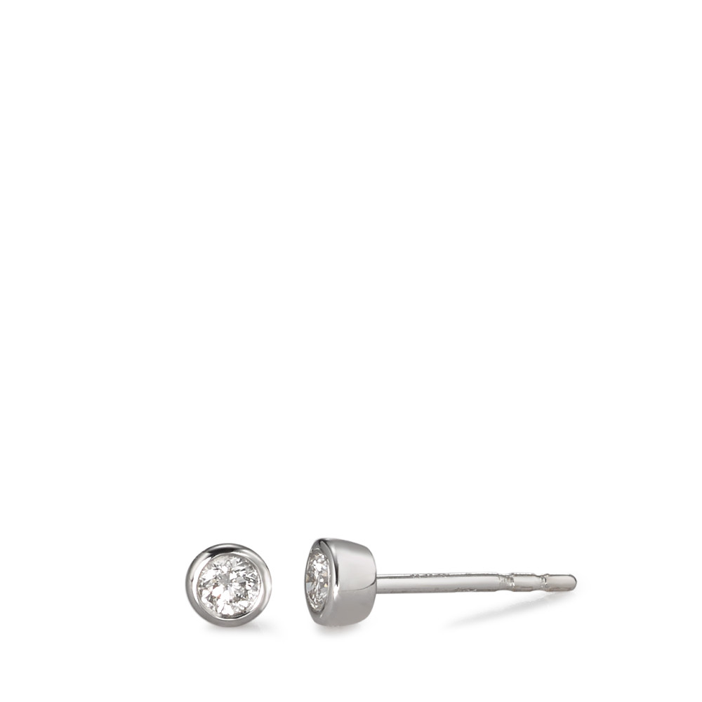 Clous d'oreilles Or blanc 18K Diamant blanc, 0.15 ct, 2 Pierres, brillant, w-si Ø4 mm-558284