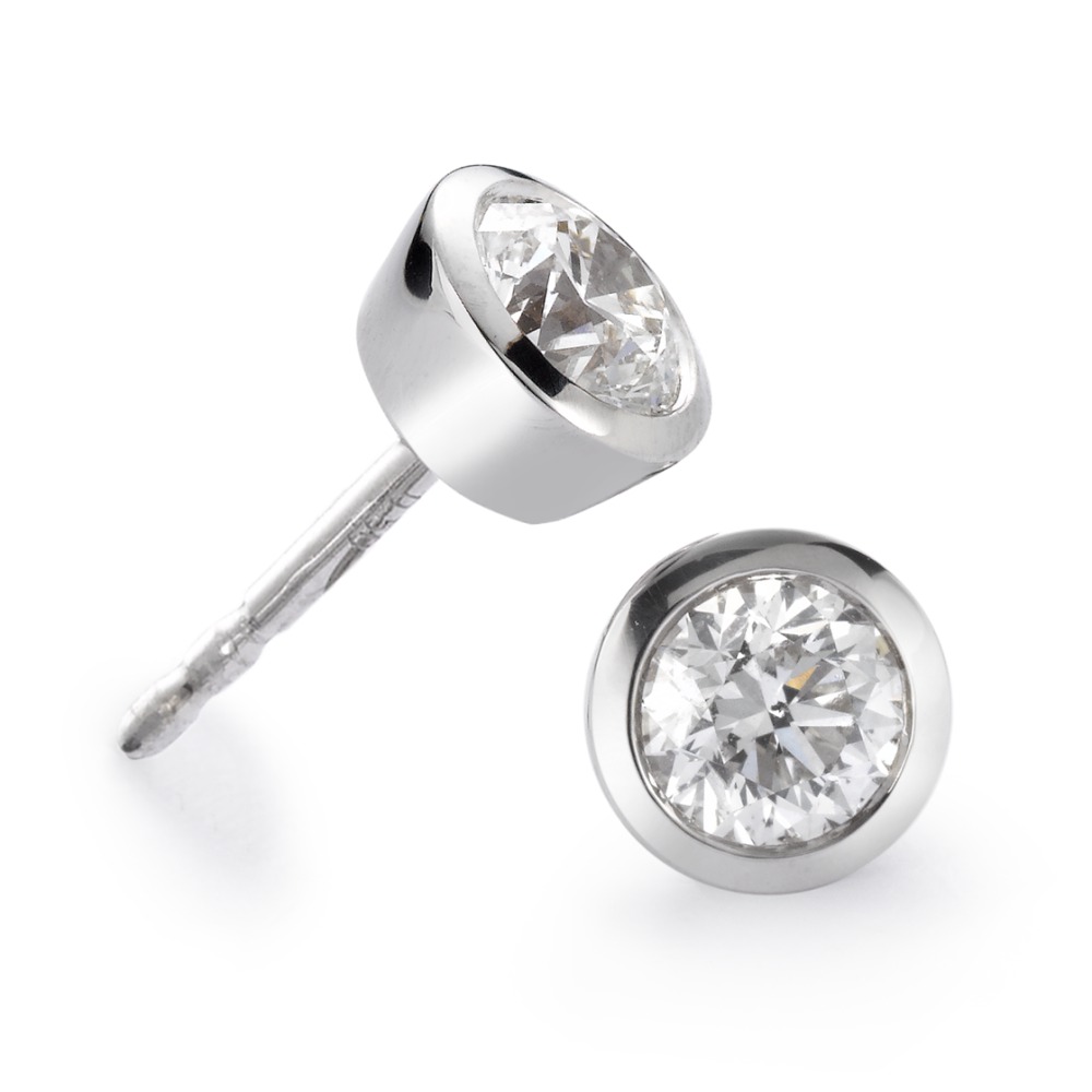 Clous d'oreilles Or blanc 18K Diamant blanc, 0.50 ct, 2 Pierres, brillant, w-si Ø5.5 mm-558288
