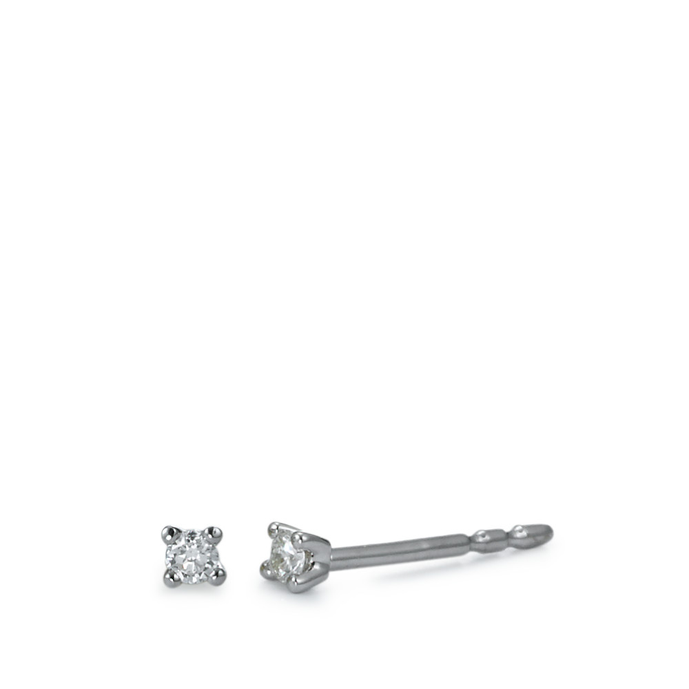 Clous d'oreilles Or blanc 18K Diamant blanc, 0.05 ct, 2 Pierres, brillant, w-si Ø2 mm-558309
