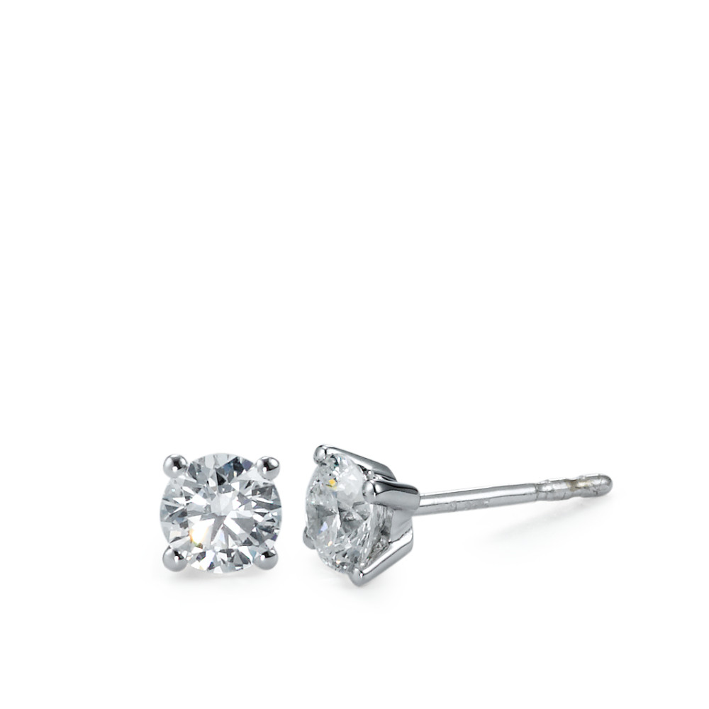 Clous d'oreilles Or blanc 18K Diamant blanc, 0.75 ct, 2 Pierres, brillant, w-si Ø4.5 mm-558316