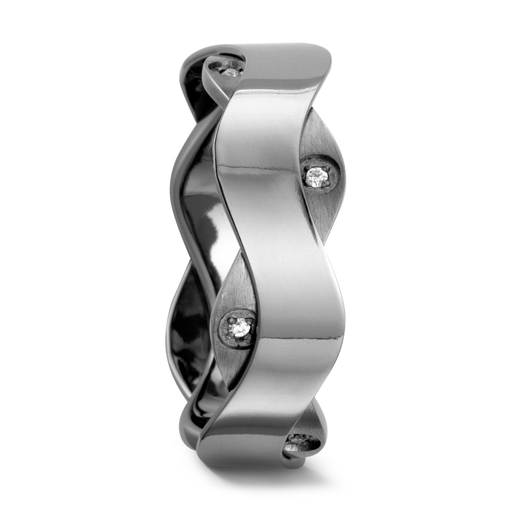 Bague Titane Zircone blanc, 8 Pierres-559340