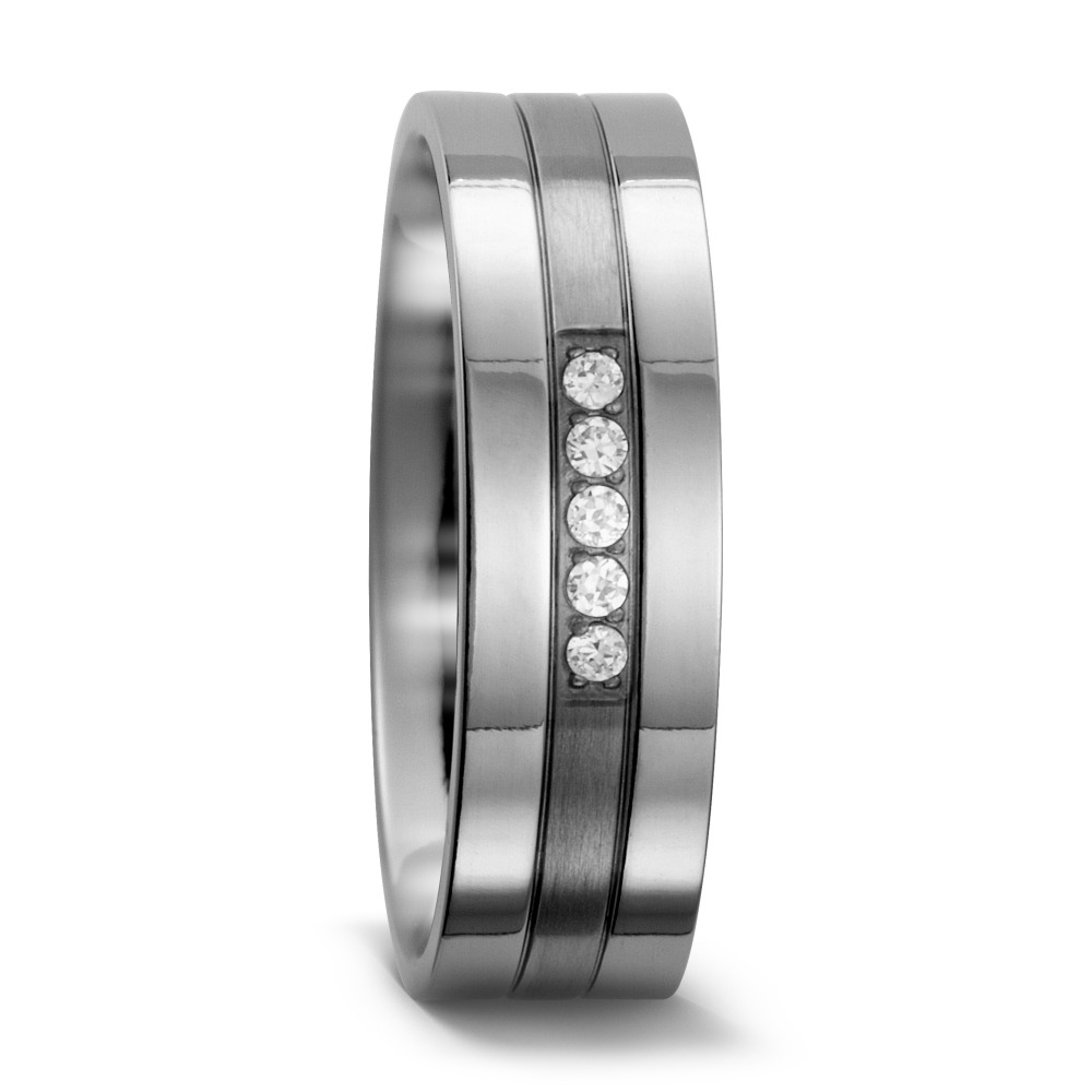 Fingerring Titan Zirkonia weiss, 5 Steine-559342