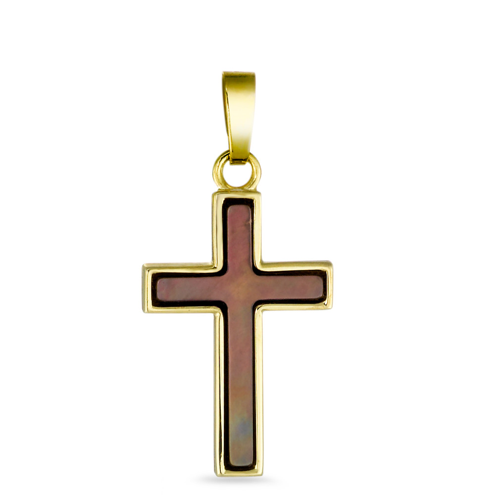 Pendentif Or jaune 9K nacre Croix-560043