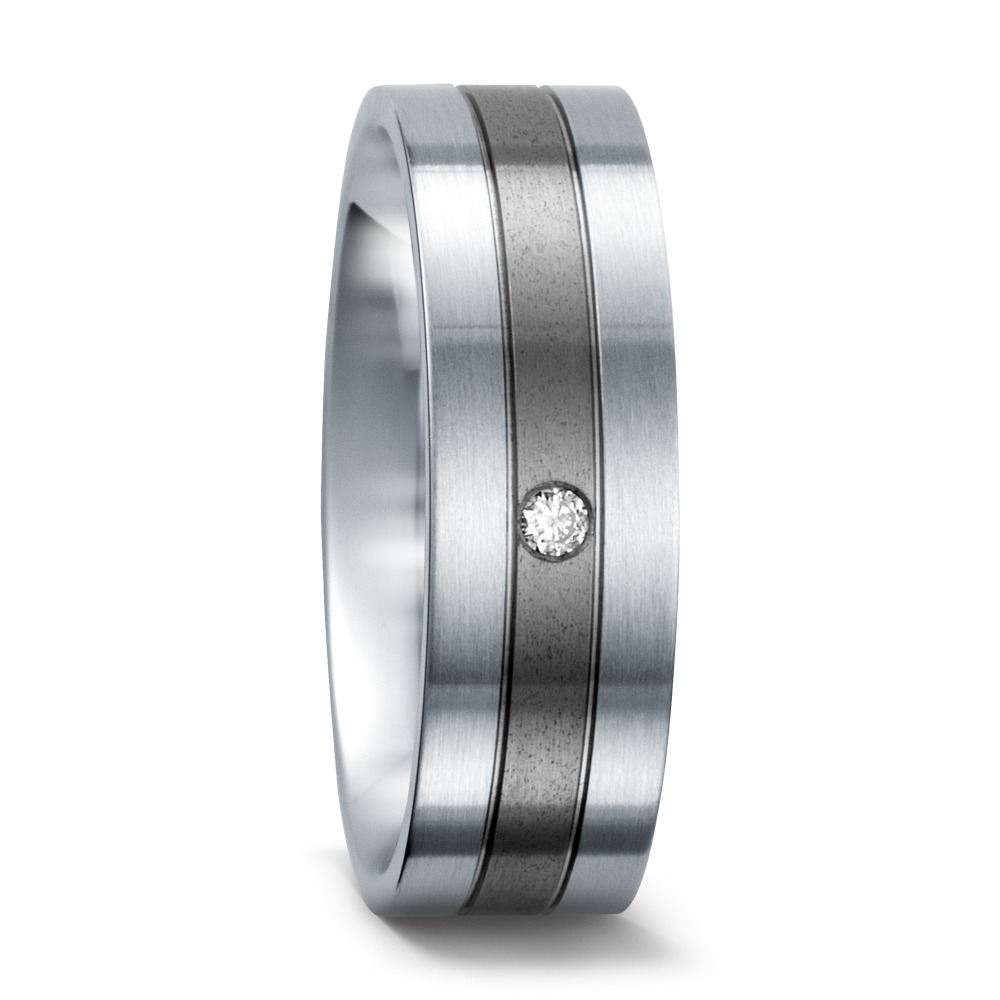 Fingerring Titan, Edelstahl Diamant 0.02 ct, w-si-560744