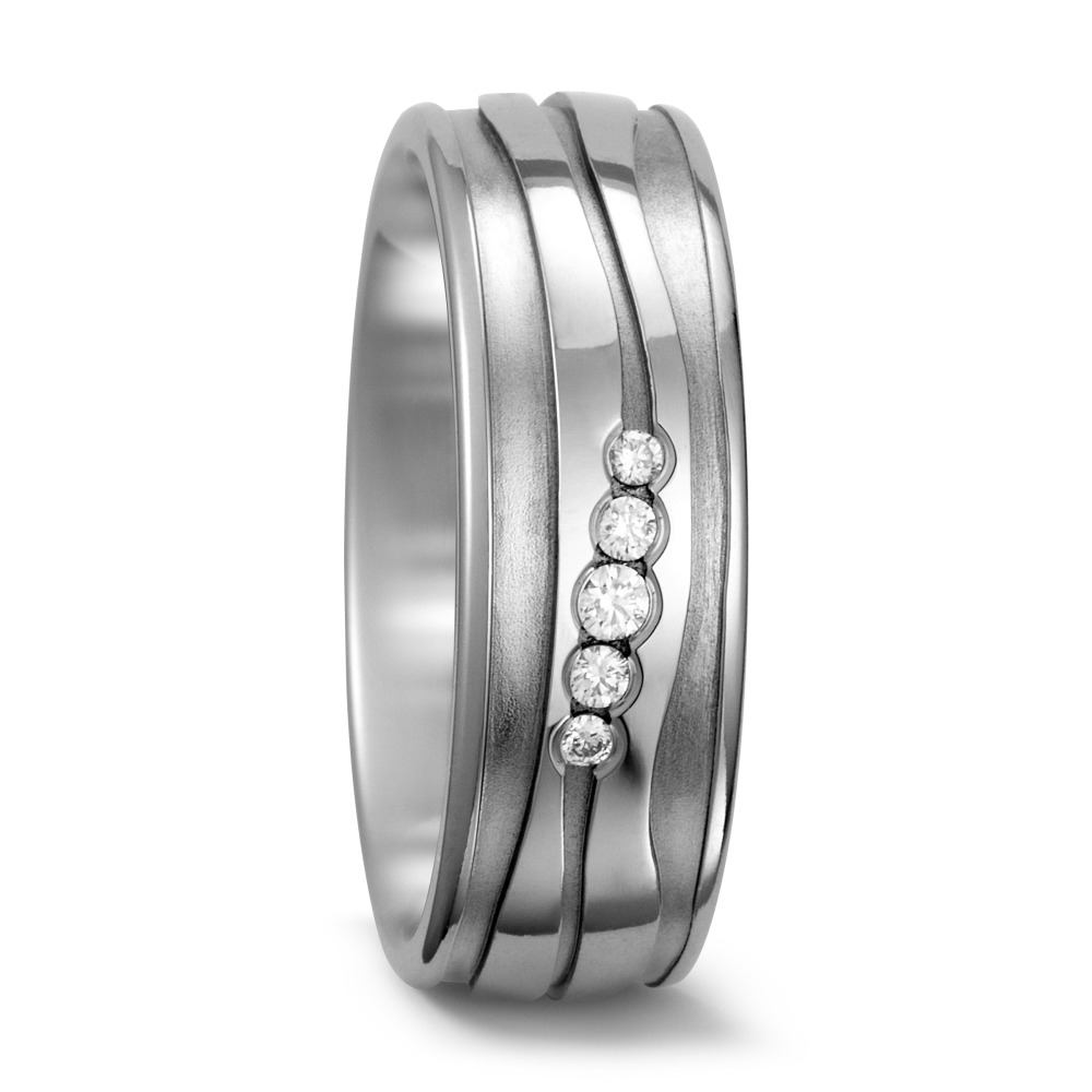 Partnerring Titan Diamant weiss, 0.07 ct, 5 Steine, w-si-560824