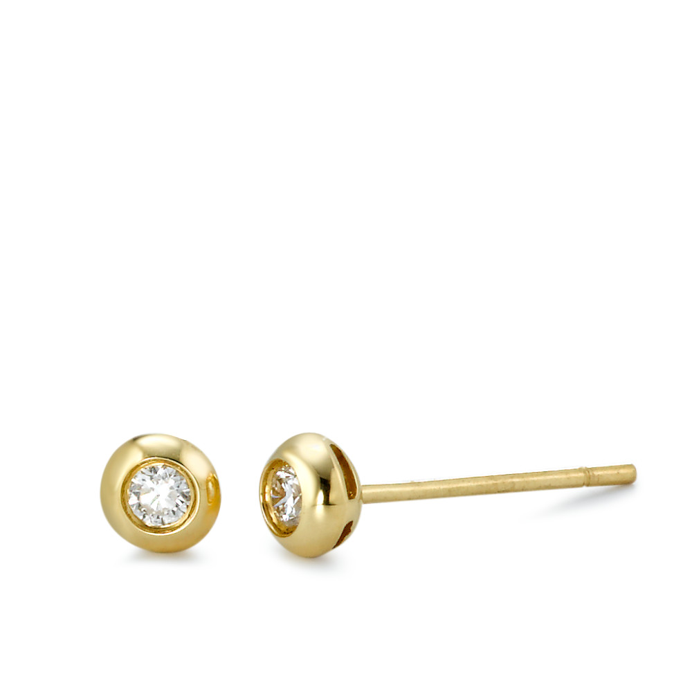 Clous d'oreilles Or jaune 18K Diamant 0.10 ct, 2 Pierres, si Ø4 mm-562081