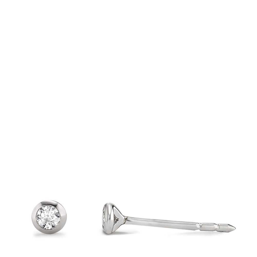 Clous d'oreilles Or blanc 18K Diamant 0.10 ct, 2 Pierres, si Ø3 mm-562083